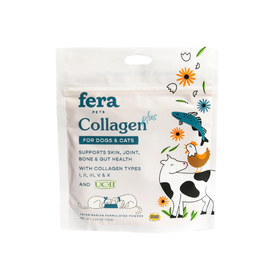 Bột sữa dê Fera Pets Collagen Plus chăm sóc sức khỏe da, hông, khớp và ruột cho chó mèo 120g
