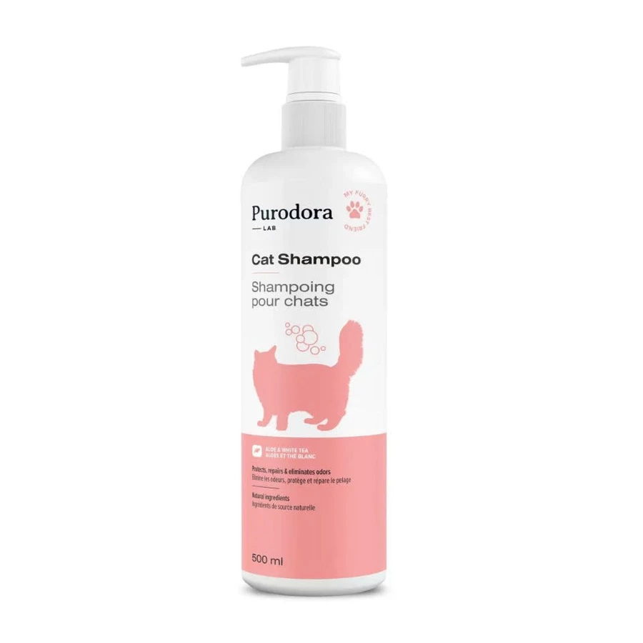 Sữa tắm lành tính, mượt lông Purodora Lab giúp cấp ẩm, kháng khuẩn hương lô hội cho mèo 237ml